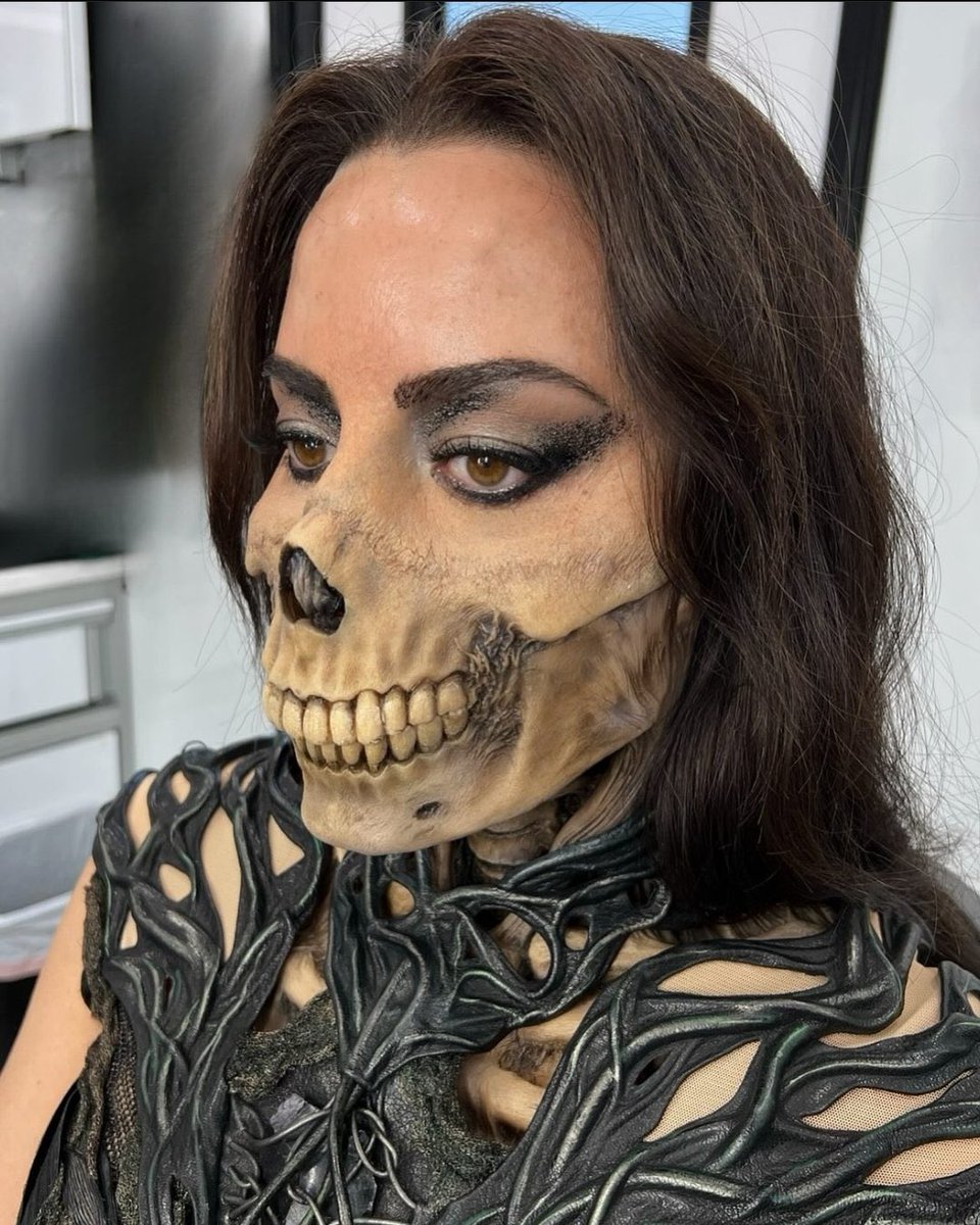 Makeup effects for Aubrey Plaza as Lady Death in ‘.jpg