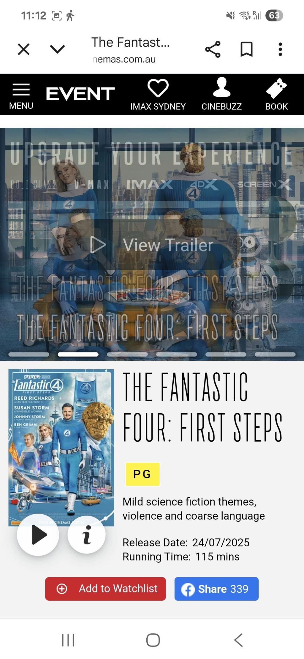 익스트림무비 - 시드니 IMAX(아이맥스) 현지 관람 리뷰 (feat. <판타스틱 4: 새로운 시작)>