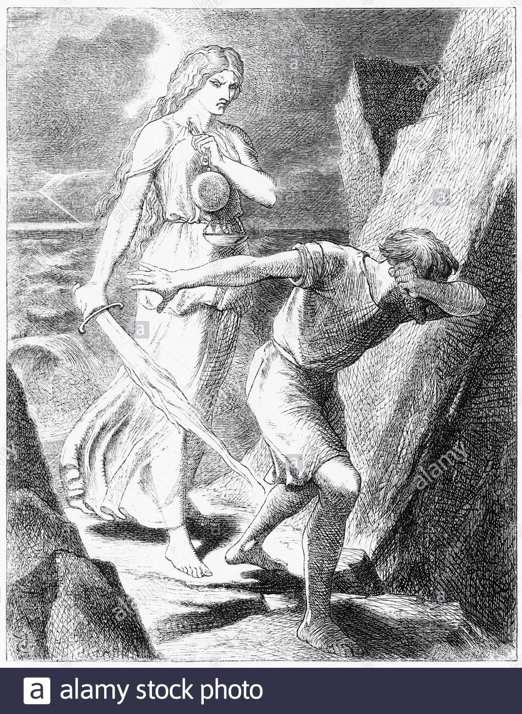 engraving-of-a-man-fleeing-from-wrath-represented-by-a-woman-with-a-flaming-sword-2AXY7BJ.jpg
