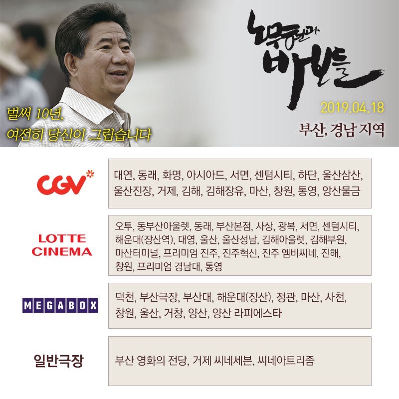 익스트림무비 - [노무현과 바보들] 지역별 상영관 안내
