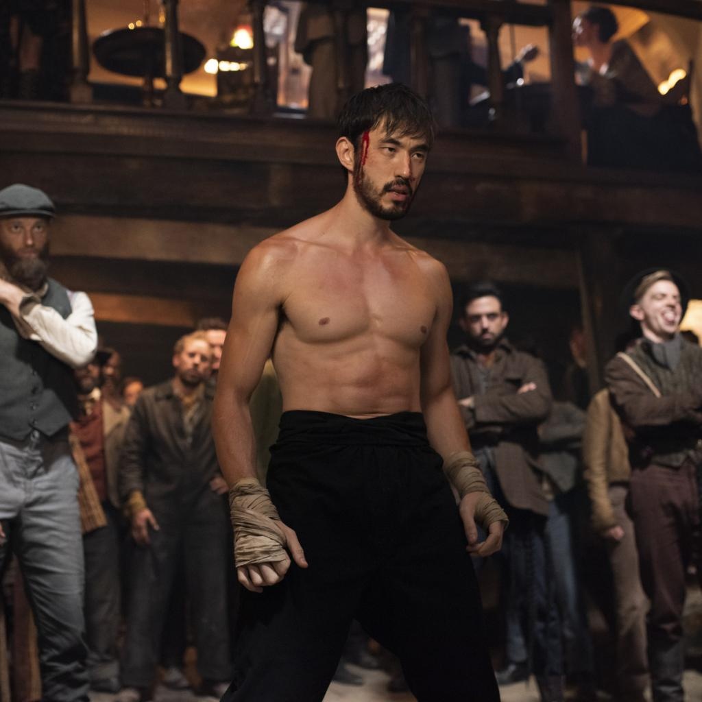 Andrew Koji, Noah Centineo, Jason Momoa, and Roman.jpg