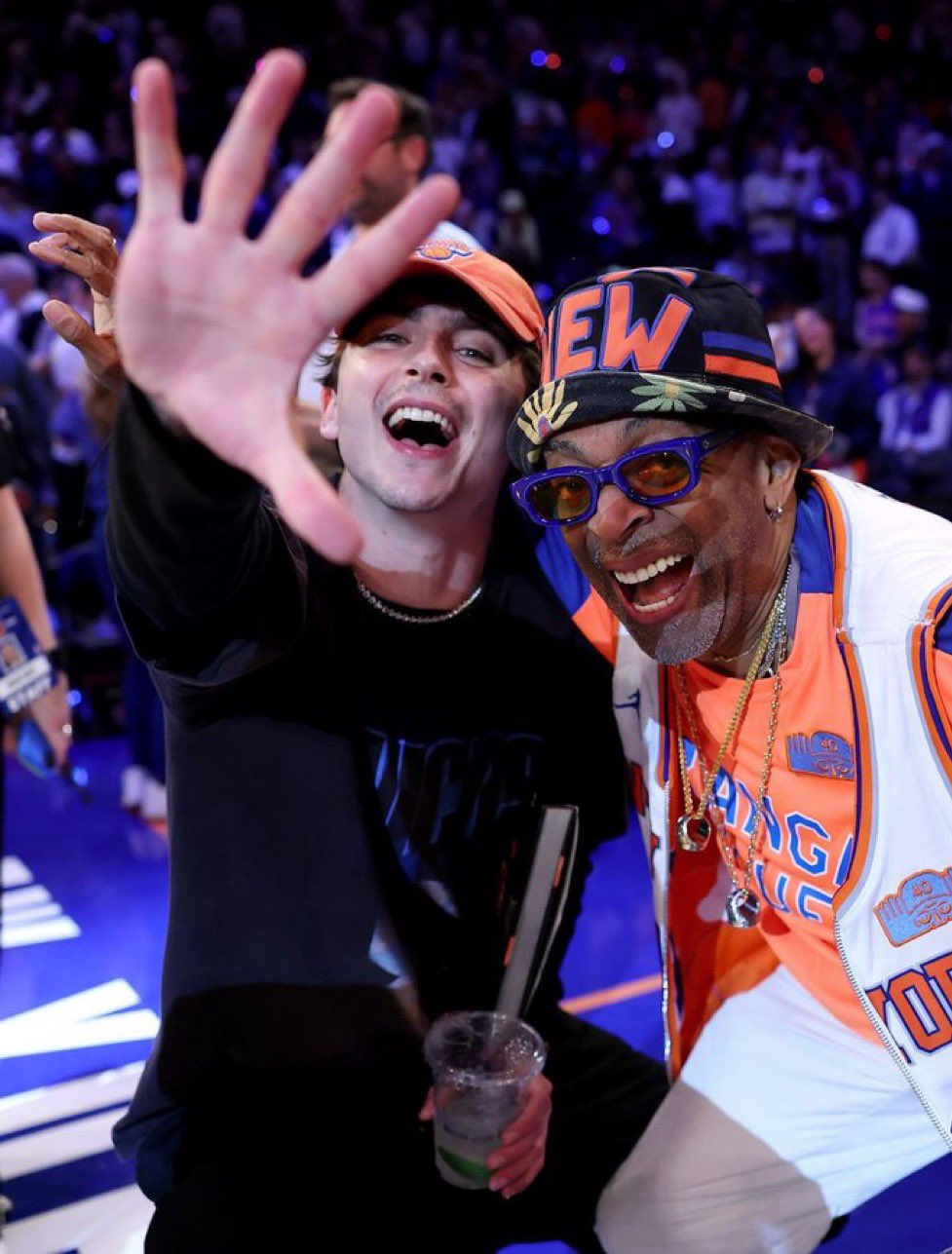 Timothée Chalamet and Spike Lee celebrating after .jpg