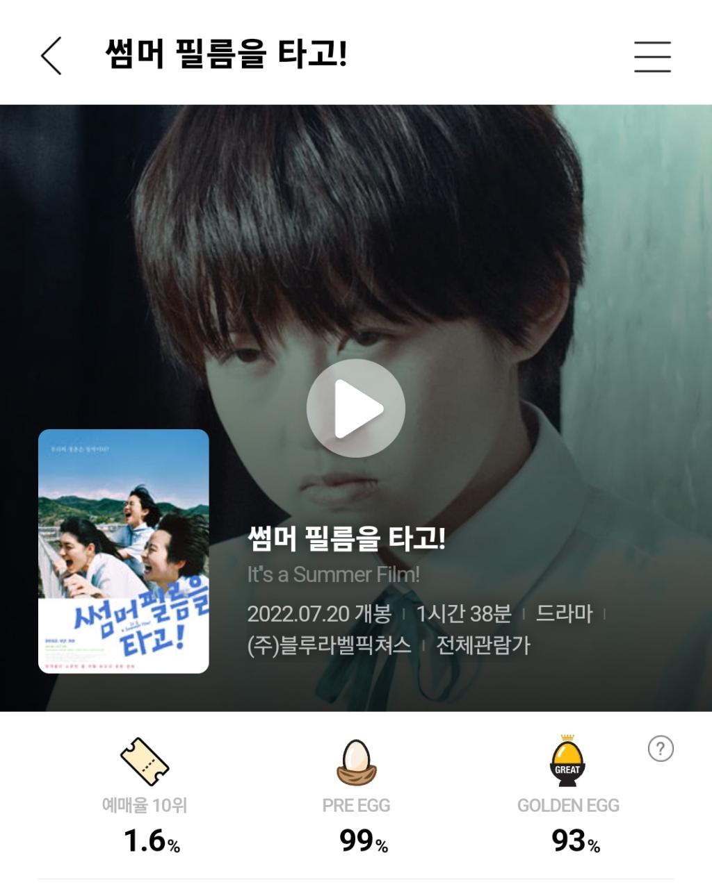 익스트림무비 - 썸머 필름을 타고 cgv 에그지수