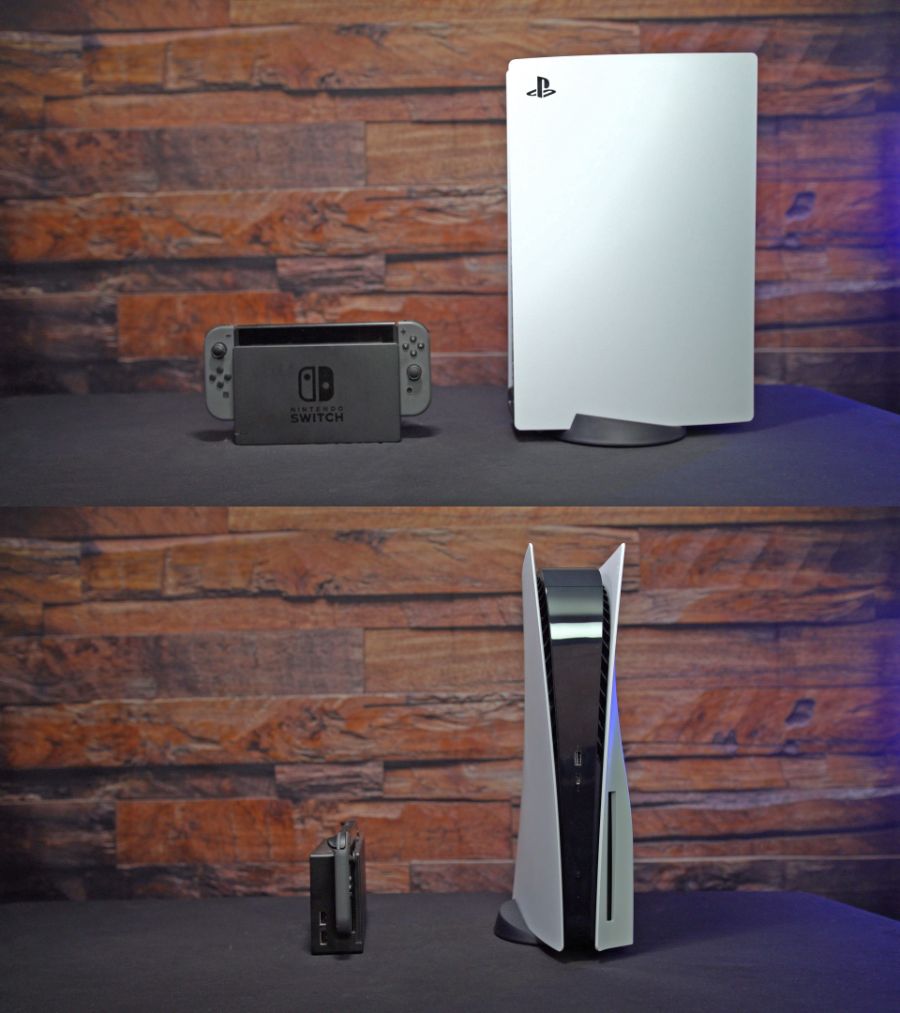 익스트림무비 - 닌텐도 스위치와 PS5 크기 비교