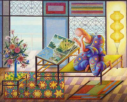Artista-Viendo-un-Libro-de-Arte-painting-by-Guillermo-Pérez-Villalta-film-and-furniture-600435.jpg