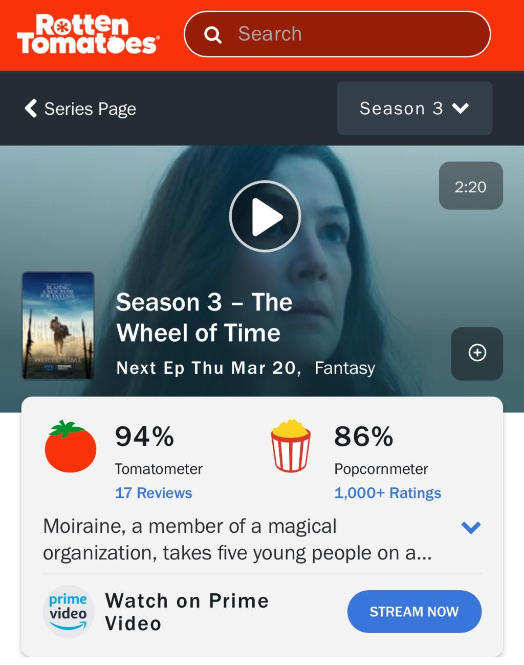 The Rotten Tomatoes score for ‘THE WHEEL OF TIME’ .jpg